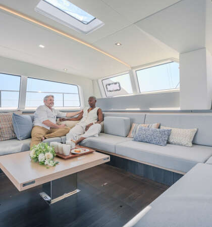 The luxury catamaran PRIVILEGE 650 Signature, Lorima mast, North Sails and Raymarine Yacht photographer Ludovic FRUCHAUD IMACIS 2024