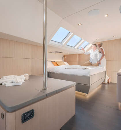 The luxury catamaran PRIVILEGE 650 Signature, Lorima mast, North Sails and Raymarine Yacht photographer Ludovic FRUCHAUD IMACIS 2024