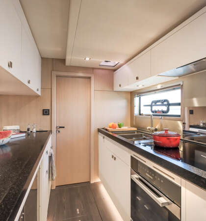 The luxury catamaran PRIVILEGE 650 Signature, Lorima mast, North Sails and Raymarine Yacht photographer Ludovic FRUCHAUD IMACIS 2024