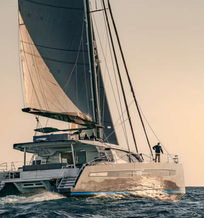 The luxury multihull Privilege 650 Signature, Lorima mast, North Sails and Raymarine Yacht photographer Ludovic FRUCHAUD IMACIS 2024