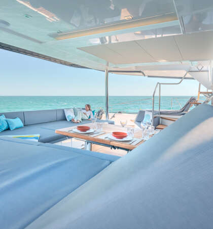 The luxury catamaran PRIVILEGE 650 Signature, Lorima mast, North Sails and Raymarine Yacht photographer Ludovic FRUCHAUD IMACIS 2024