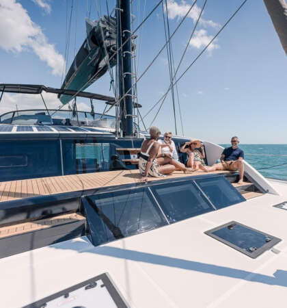 The luxury catamaran PRIVILEGE 650 Signature, Lorima mast, North Sails and Raymarine Yacht photographer Ludovic FRUCHAUD IMACIS 2024