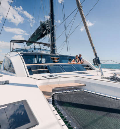 The luxury catamaran PRIVILEGE 650 Signature, Lorima mast, North Sails and Raymarine Yacht photographer Ludovic FRUCHAUD IMACIS 2024
