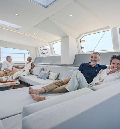 The luxury catamaran PRIVILEGE 650 Signature, Lorima mast, North Sails and Raymarine Yacht photographer Ludovic FRUCHAUD IMACIS 2024